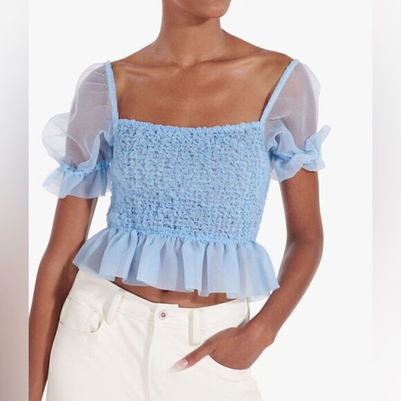 STAUD French Blue Cannon Top NWT - Picture 1 of 13